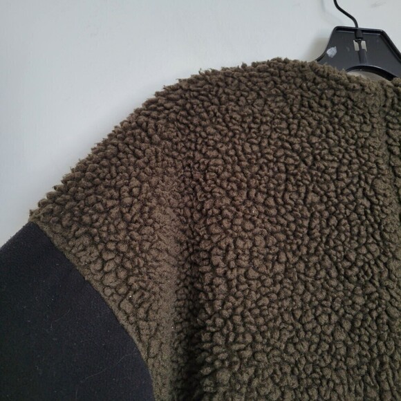 LAVEER Faux Shearling Black Green Colorblock Long Oversized Winter Coat Size 4 - Picture 6 of 13